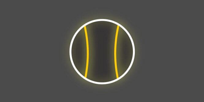 Kelta-valkoinen kuvake, jossa on koveria viivoja ympyrän sisällä, tummanharmaalla taustalla, joka kuvaa vartalonmyötäistä istuvuutta vaatteiden alla.
